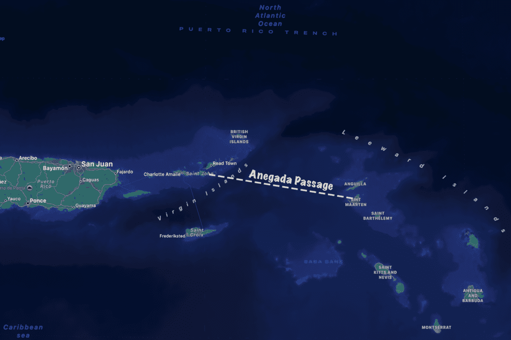 Map showing the Anegada Passage