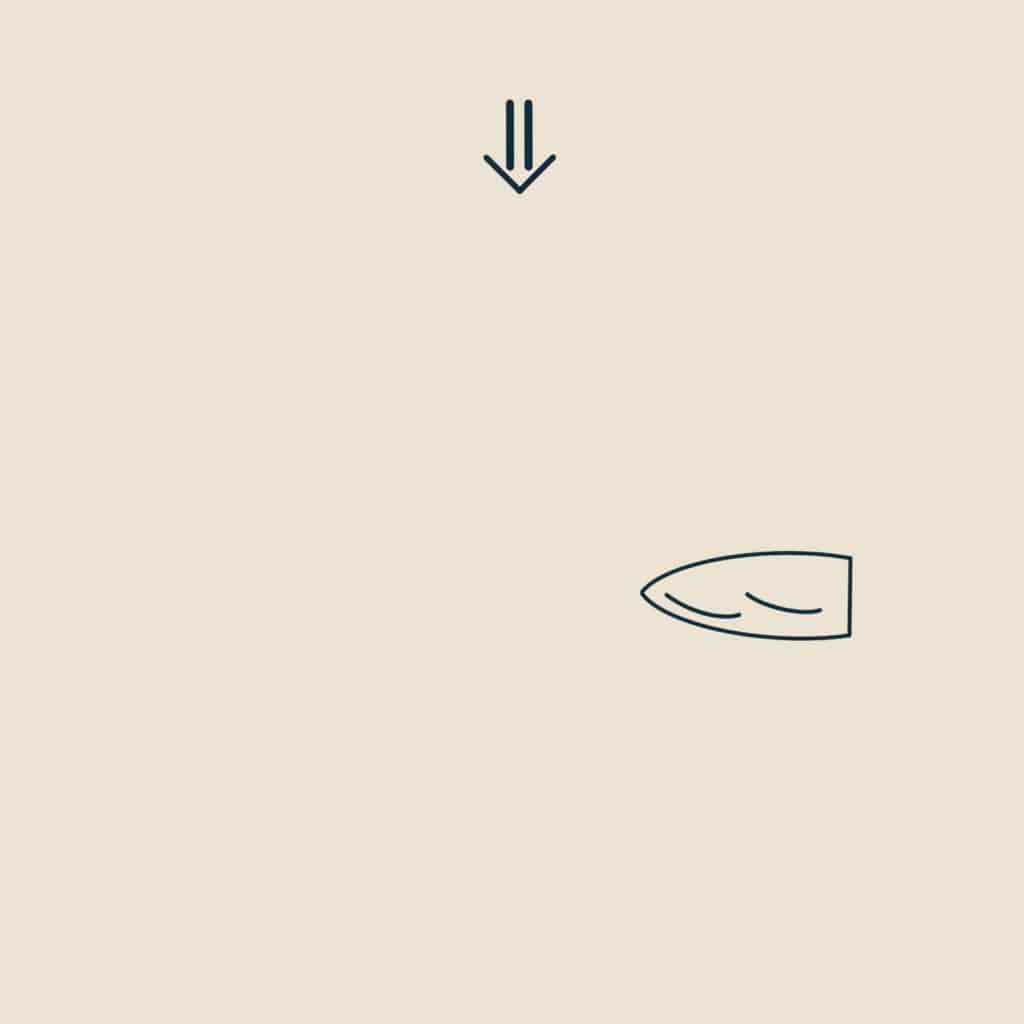 Diagram of boat to show start of procedure