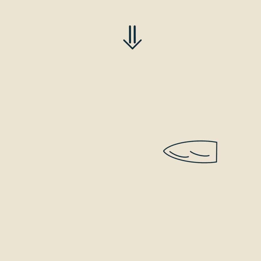 Diagram of boat to show start of procedure
