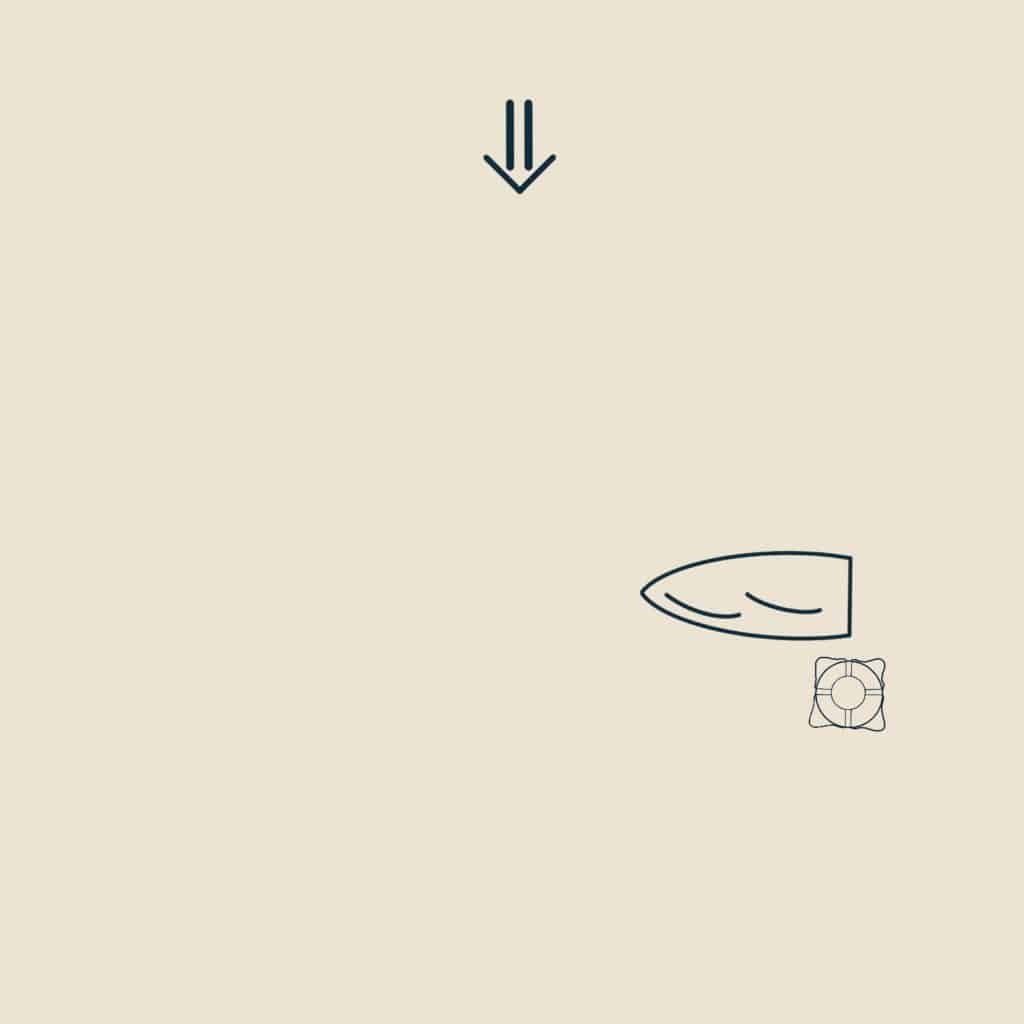 Diagram of sailboat dropping a man overboard